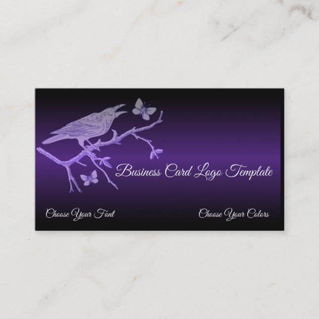 Carte de visite de logo Butterflys & Raven (Devant)