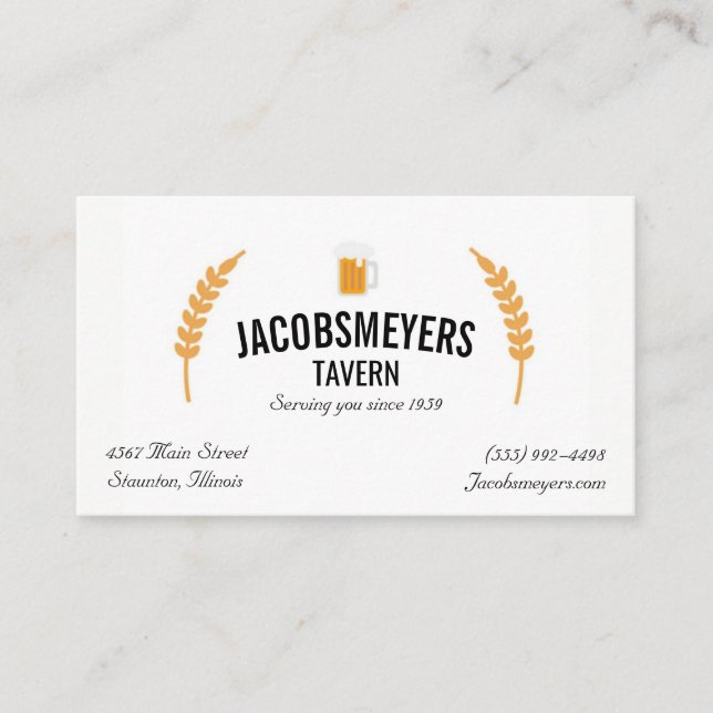 Carte de visite de logo de bière de taverne ou de (Devant)