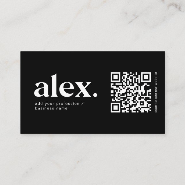 Carte de visite de logo de code QR noir et blanc m (Devant)