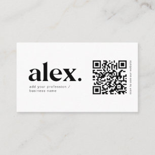 Carte de visite de logo de code QR noir et blanc m
