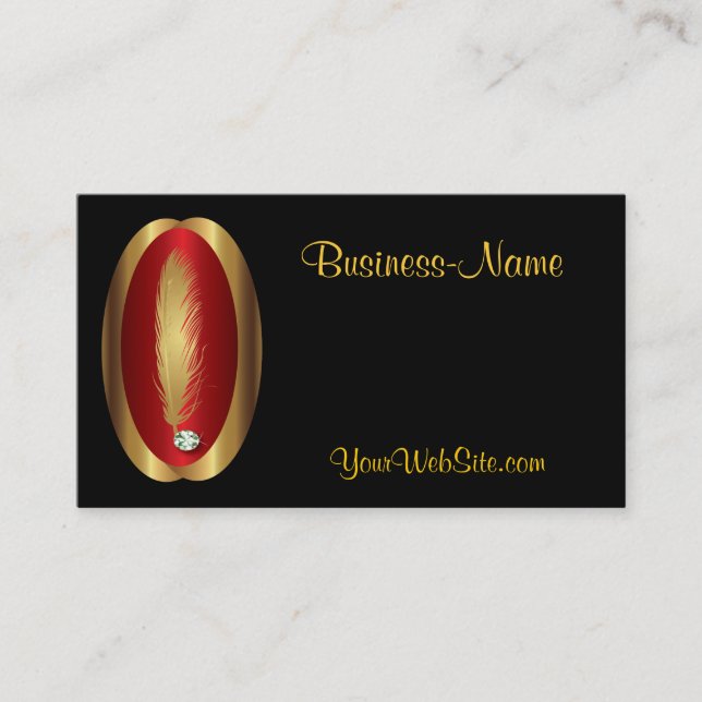Carte de visite de logo de plume et de diamant (Devant)