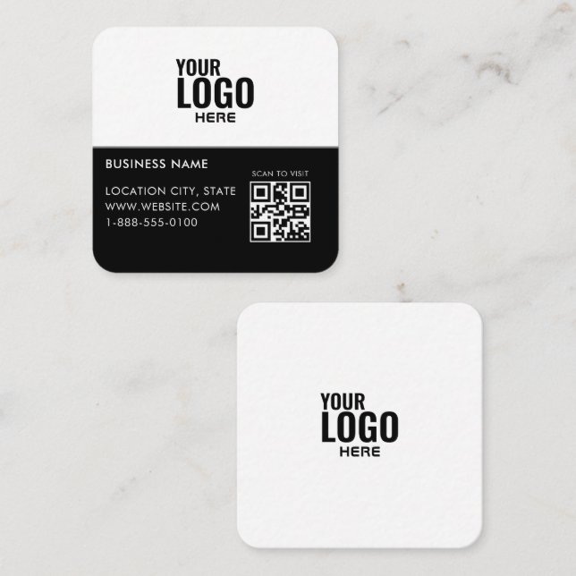 Carte de visite de logo et de code QR personnalisé (Devant / Derrière)