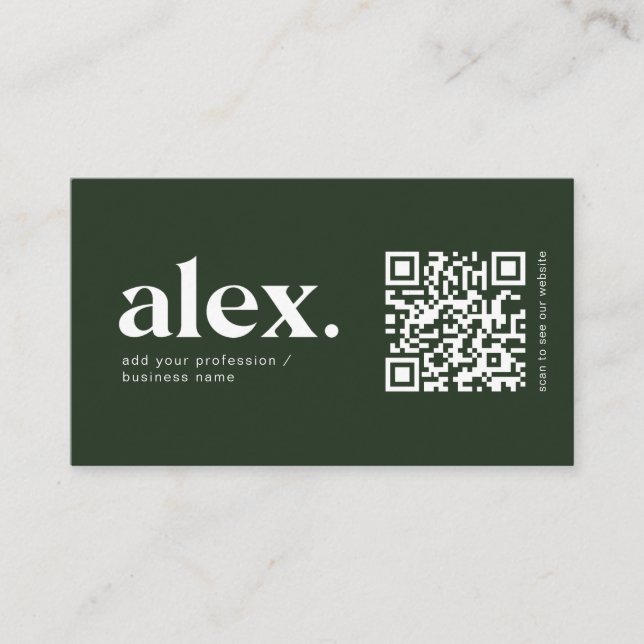 Carte de visite de logo moderne Dark Green QR Code (Devant)