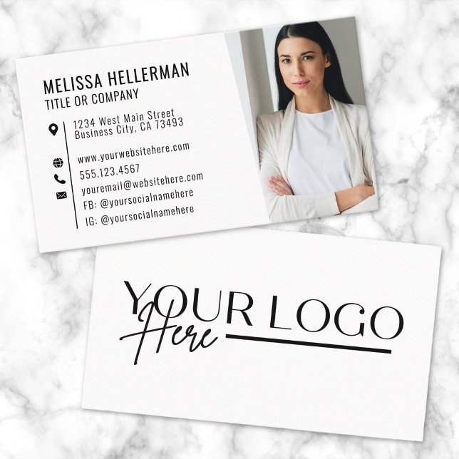 Carte de visite de logo photo simple professionnel (Professional Simple Photo Logo Business Card)