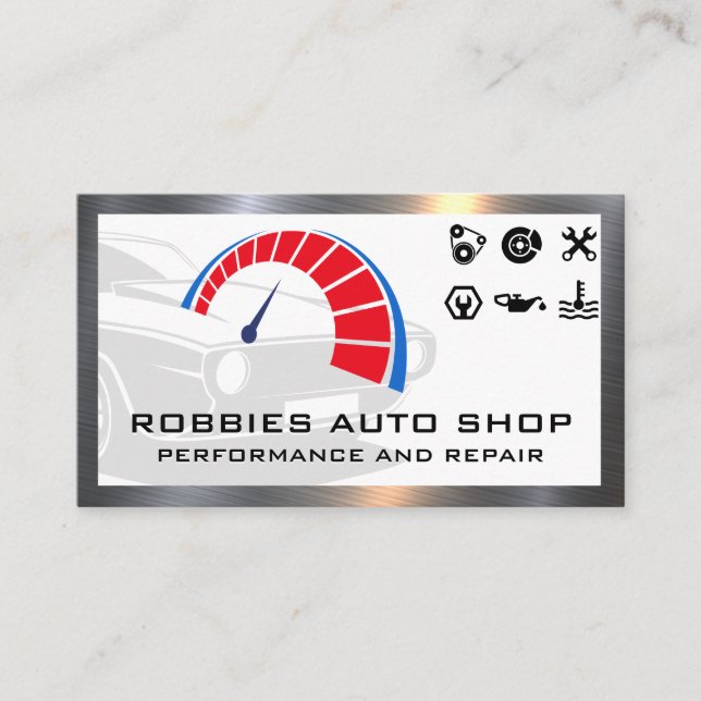 Carte de visite de logos de pièces d'auto Performa (Devant)