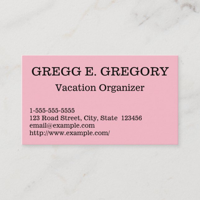 Carte de visite de l'organisateur de vacances de b (Devant)