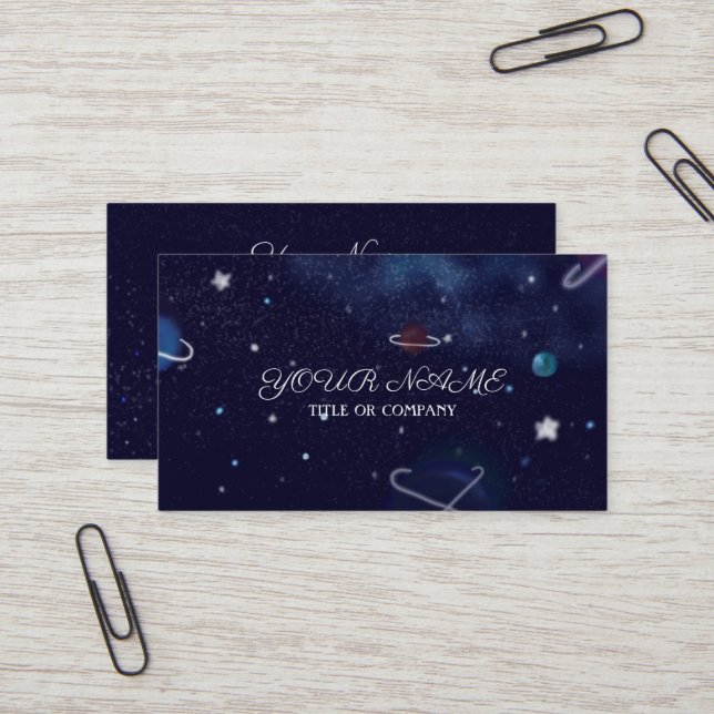 Carte de visite de l'univers bleu foncé (Devant/Arrière en situation)