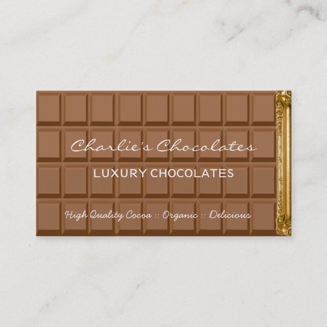 Carte de visite de luxe de magasin de chocolats de (Devant)