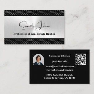 Carte de visite de luxe noir et argent pour l'immo