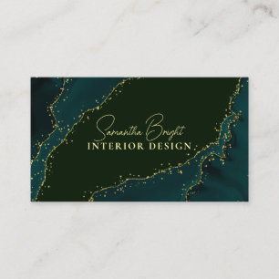 Carte de visite de luxe vert brillant or