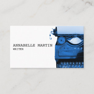 Carte de visite de machine à écrire bleu foncé vin