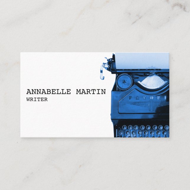 Carte de visite de machine à écrire bleu foncé vin (Devant)