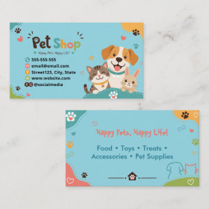 Carte de visite de magasin d'animaux de compagnie 