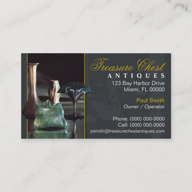 Carte de visite de magasin d'antiquités (Devant)