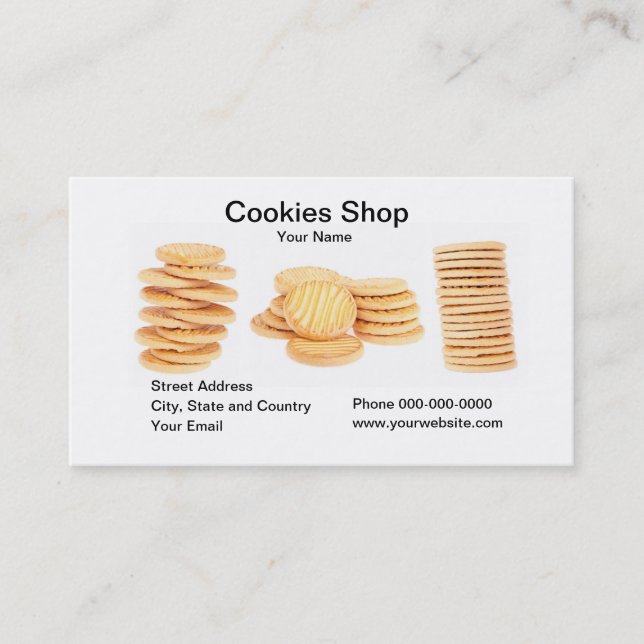 Carte de visite de magasin de biscuits (Devant)