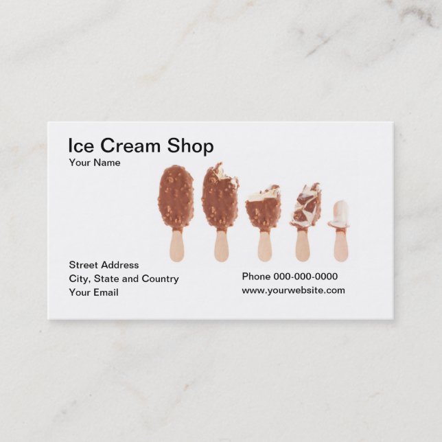 Carte de visite de magasin de crème glacée (Devant)