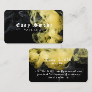 Carte de visite de magasin de fumée jaune noir