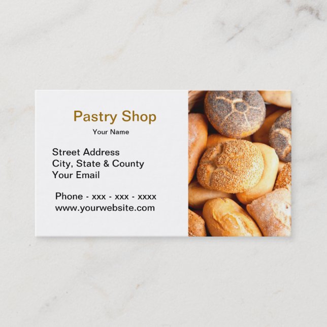 Carte de visite de magasin de pâtisserie (Devant)