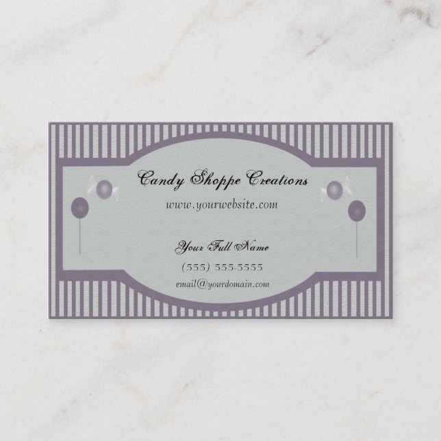Carte de visite de magasin de sucrerie - pourpre (Devant)