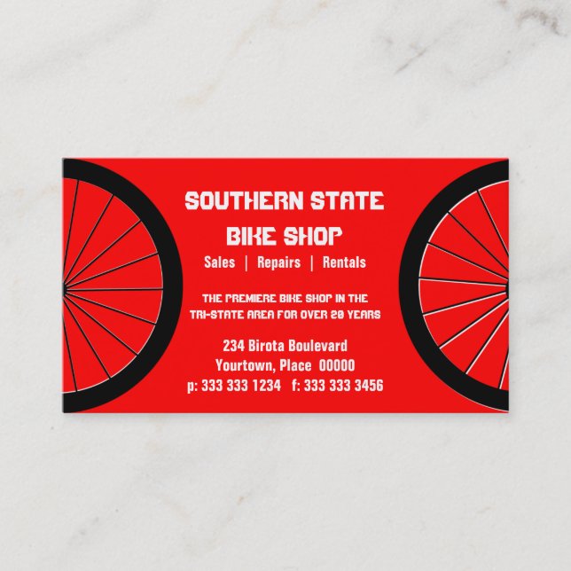 Carte de visite de magasin de vélo (Devant)