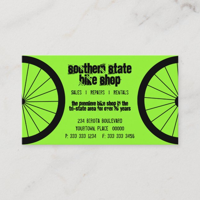 Carte de visite de magasin de vélo (Devant)