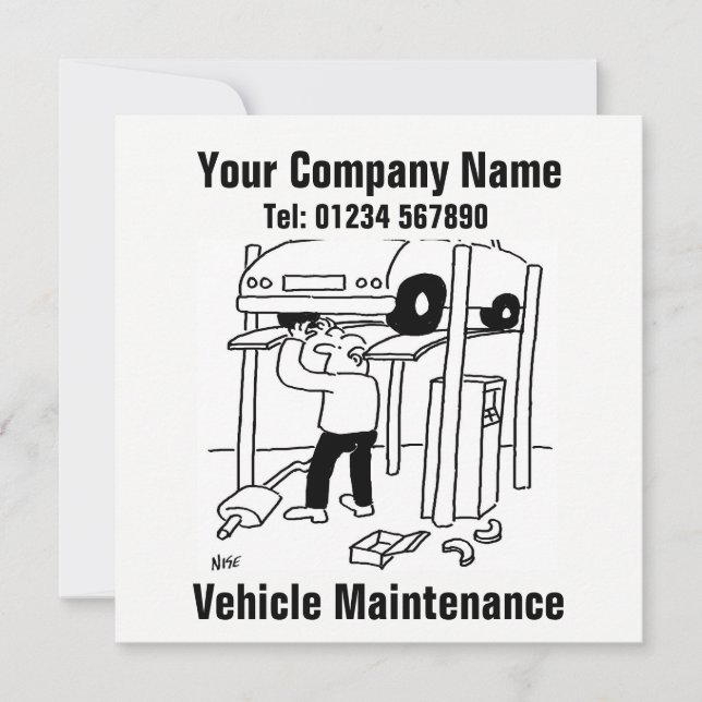 Carte de visite de maintenance du véhicule (Devant)