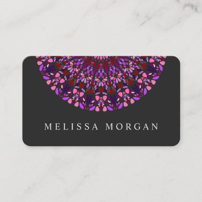 Carte de visite de Mandala coloré violet (Devant)