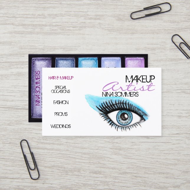 Carte de visite de maquillage (Devant/Arrière en situation)