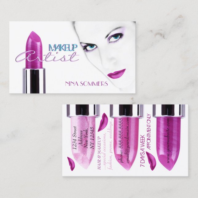 Carte de visite de maquillage (Devant / Derrière)
