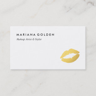 Carte de visite de maquillage des lèvres Gold Foil