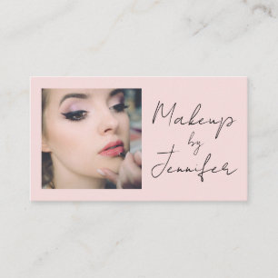 Carte de visite de maquillage photo en noir rose