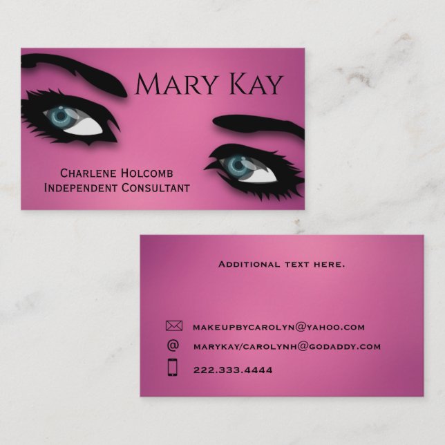 Carte de visite de maquillage rose des yeux (Devant / Derrière)