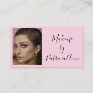 Carte de visite de maquillage rose pâle écriture n