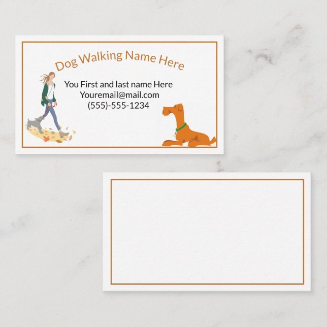 Carte de visite de marche de chien (Devant / Derrière)