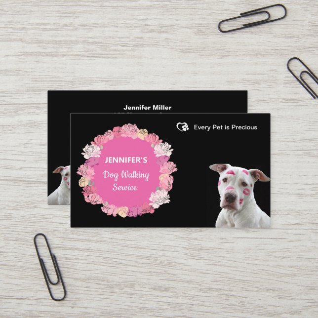 Carte de visite de marcheur de chien/de souris pou (Devant/Arrière en situation)