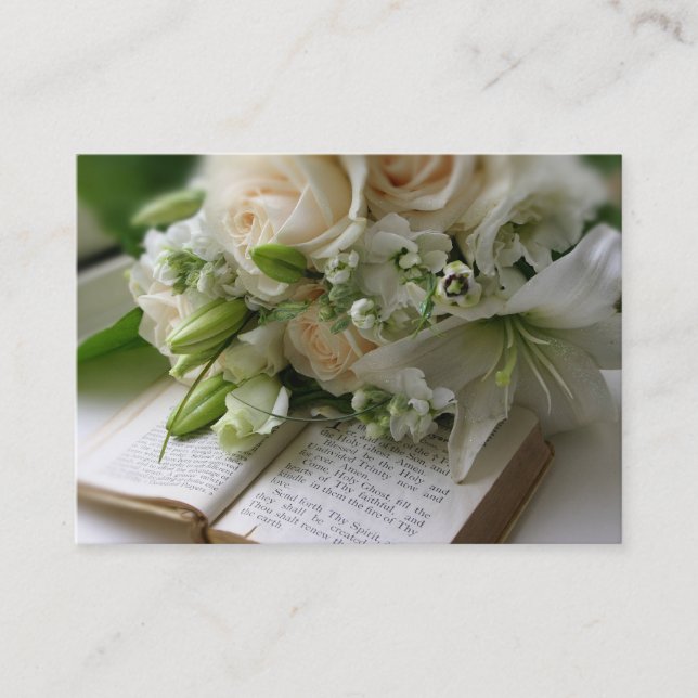 Carte de visite de mariage avec le bouquet (Devant)