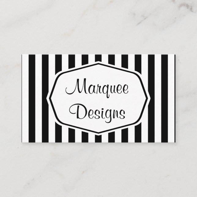 Carte de visite de marquee noir et blanc (Devant)