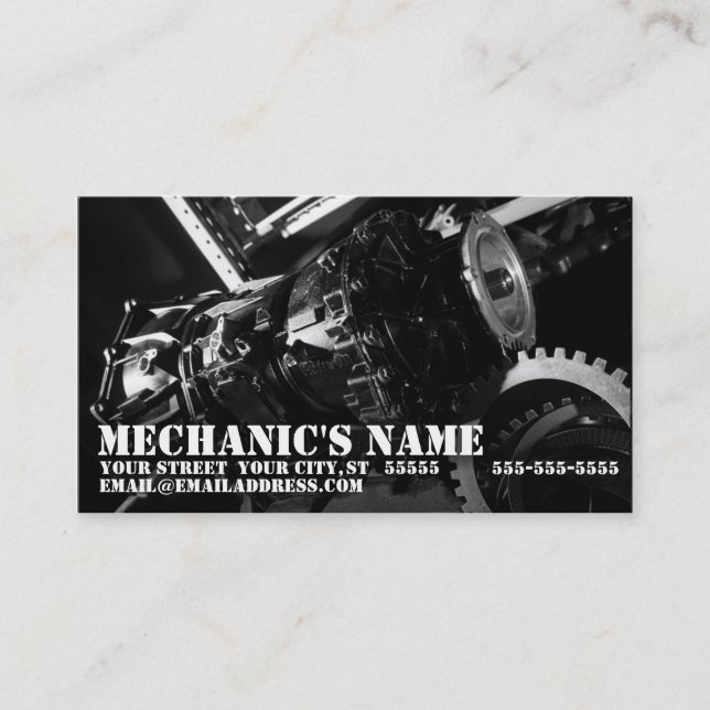 Carte de visite de mécanicien de transmission (Devant)