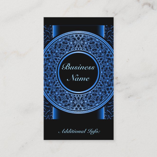 Carte de visite de médaillon bleu chic 2 (Devant)