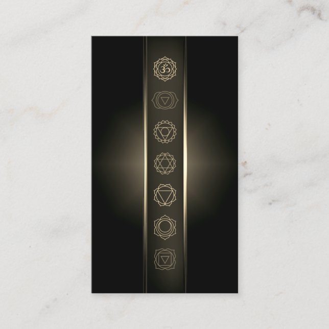Carte de visite de méditation des chakras d'or (Devant)