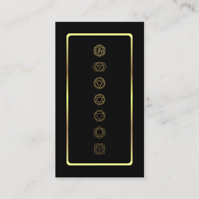Carte de visite de méditation des chakras d'or (Devant)