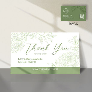 Carte de visite de Merci Ranunculus vert