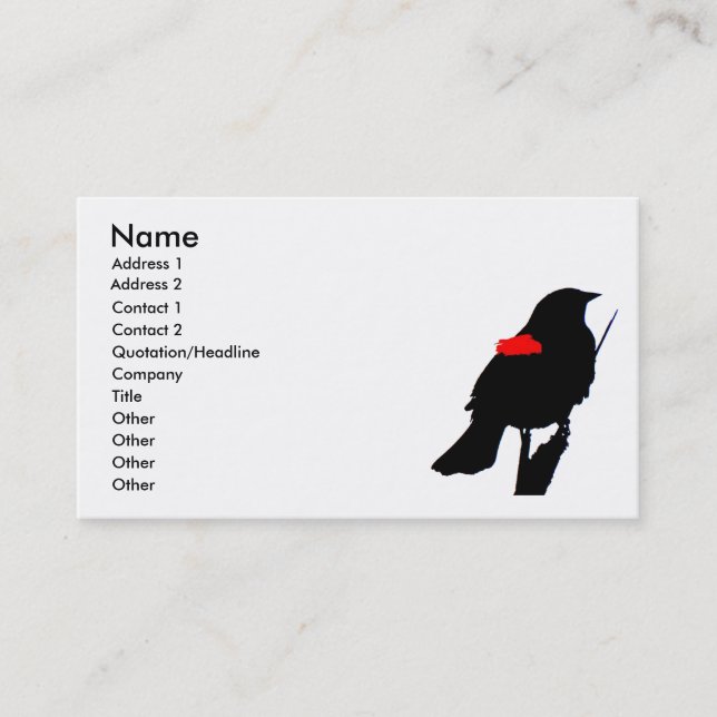 Carte de visite de merle à ailes rouges (Devant)