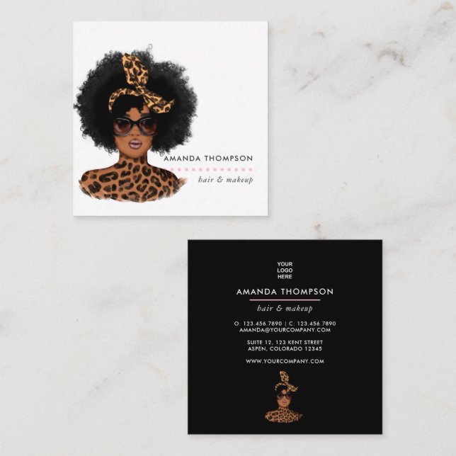 Carte de visite de mode de beauté noire (Devant / Derrière)