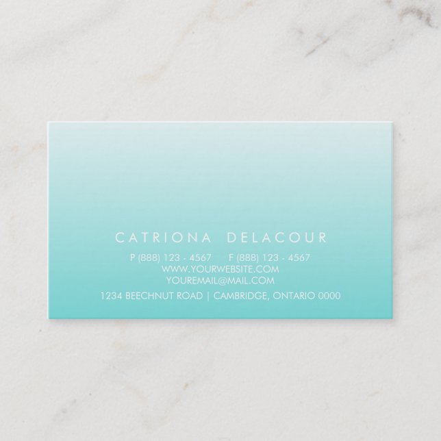 Carte de visite de mode dégradé Ombre bleu (Devant)