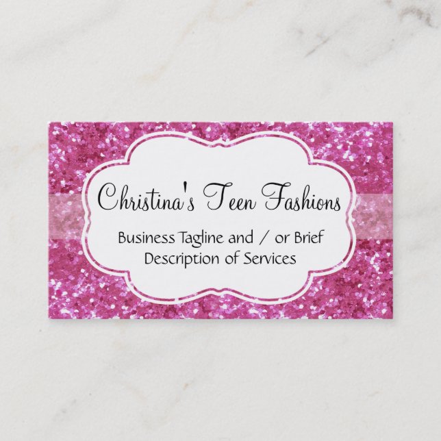 Carte de visite de mode rose Parties scintillant (Devant)