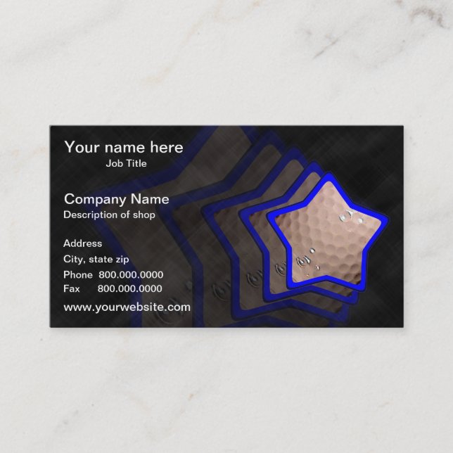 Carte de visite de modèle d'étoile de golf (Devant)