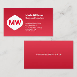 Carte de visite de Monogram Red Gradient Company
