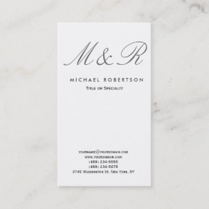 Carte de visite de Monogram White Clean Consultant
