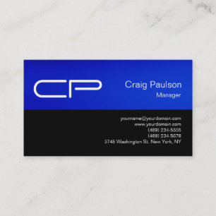 Carte de visite de Monogramme à tendance bleue noi